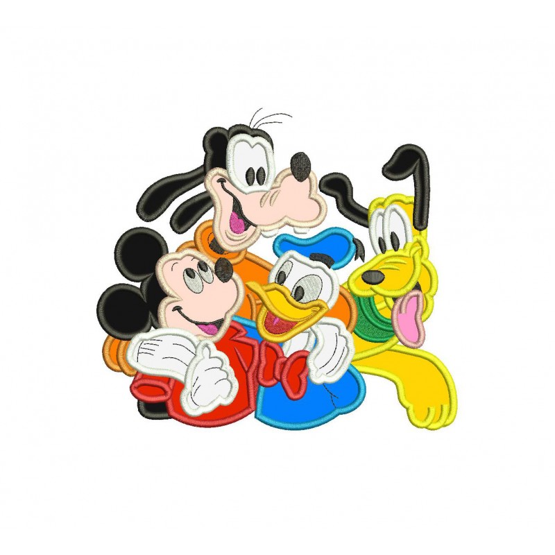 Mickey Mouse Goofy Donald and Pluto Applique Design