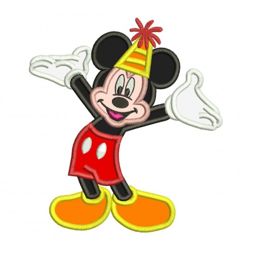 Mickey Mouse Happy Birthday Applique Design