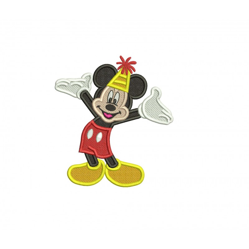 Mickey Mouse Happy Birthday Fill Stitch Embroidery Design