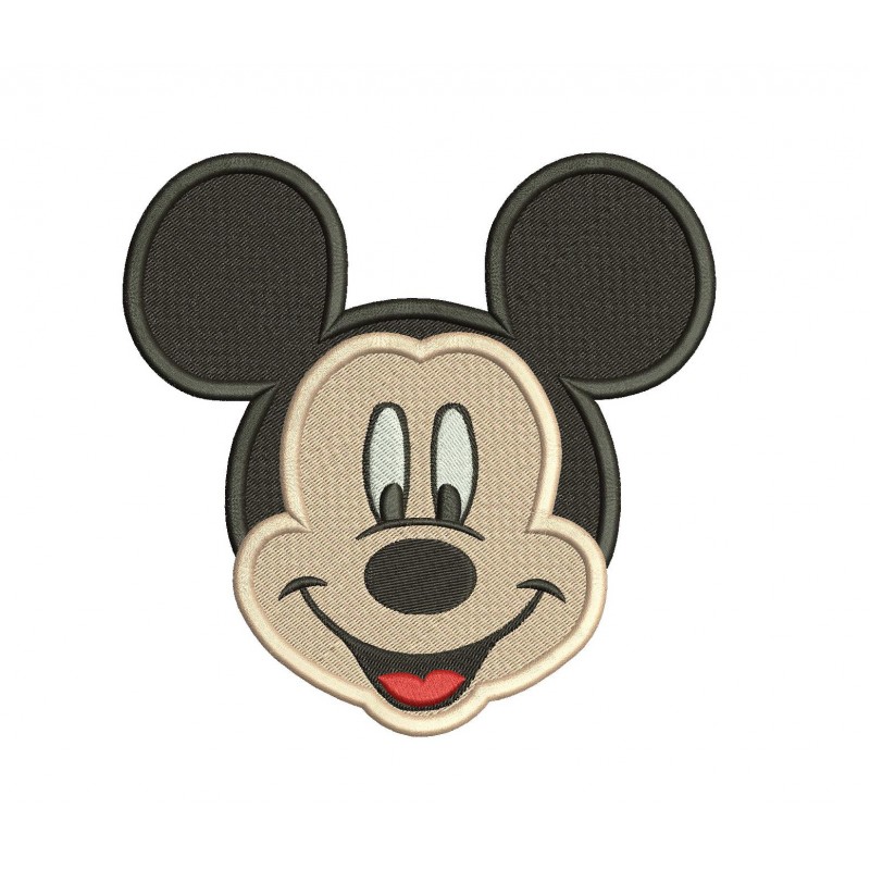 Mickey Mouse Happy Face Filled Embroidery Design