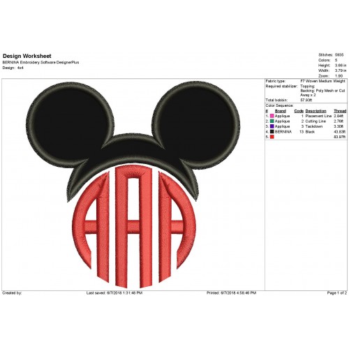 Mickey Mouse Monogram Applique Design