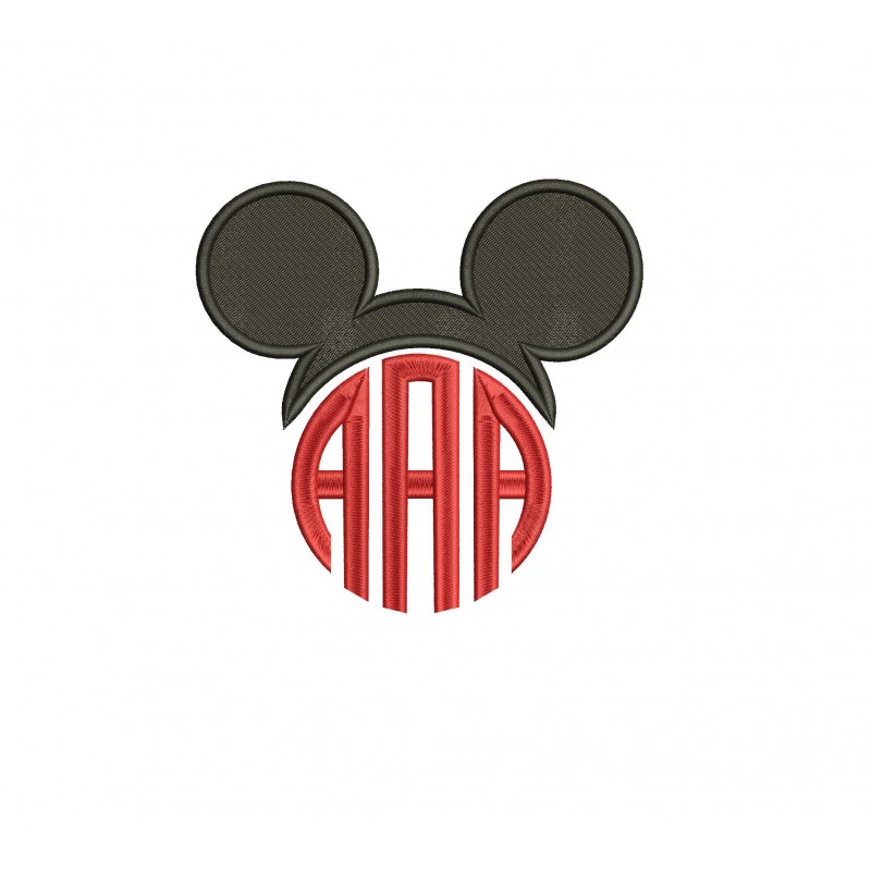 Mickey Mouse Monogram Filled Embroidery Design