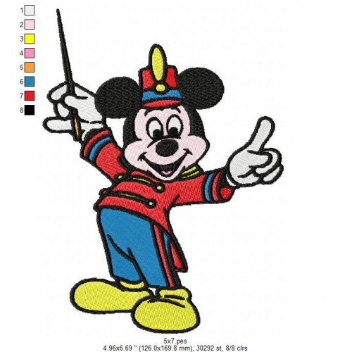 Mickey Mouse Orchestral Embroidery Design