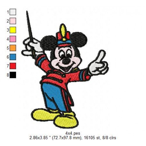 Mickey Mouse Orchestral Embroidery Design