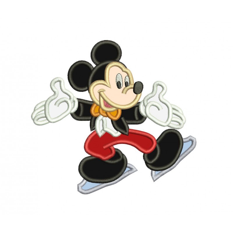 Mickey Mouse Skating Applique Design
