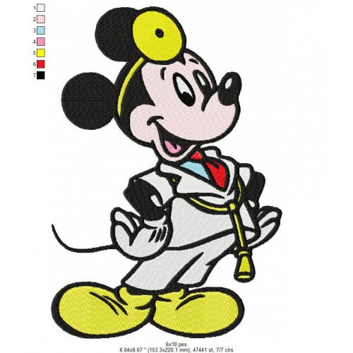 Mickey Mouse The Doctor Embroidery Design
