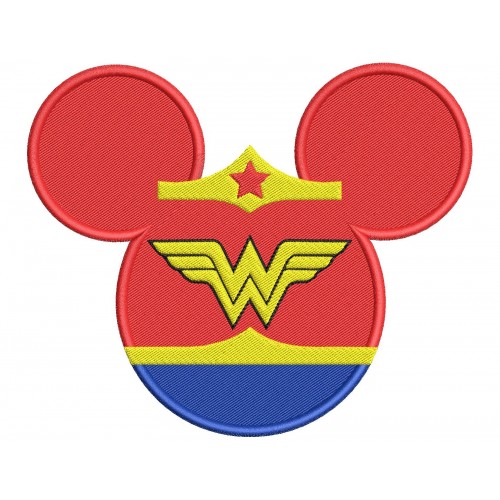 Mickey Mouse Wonder Woman Embroidery Design Embr