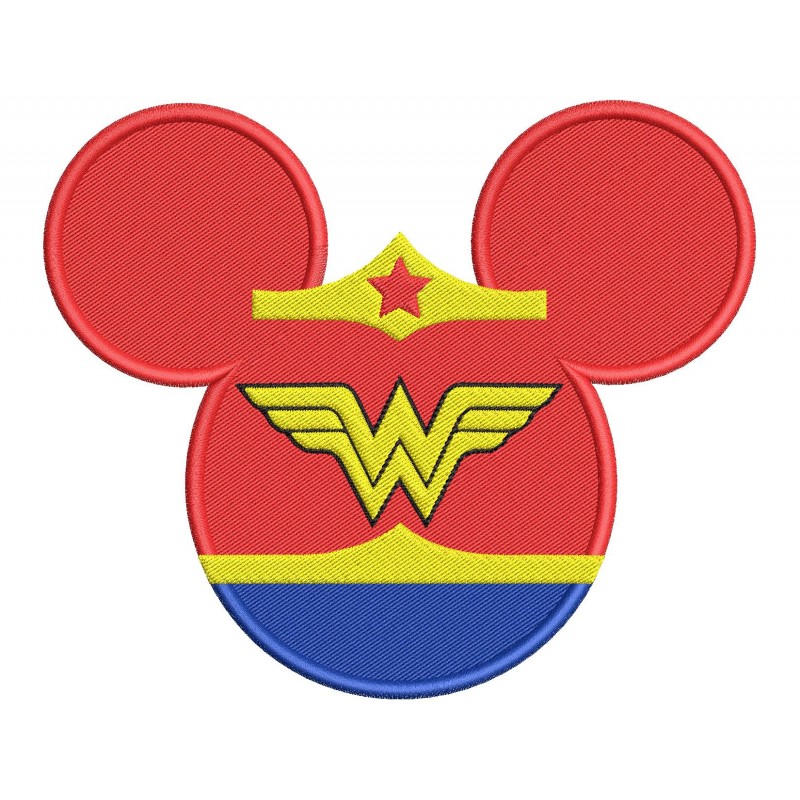 Mickey Mouse Wonder Woman Embroidery Design Embr