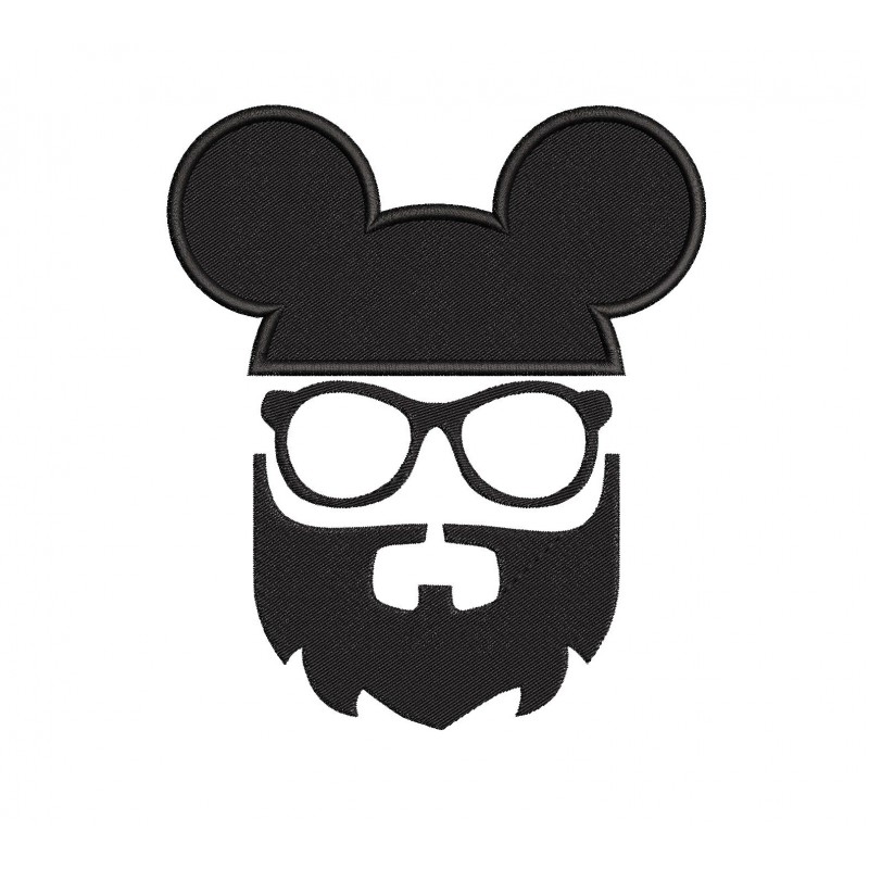 Mickey Mouse with Beard Embroidery Design Embr