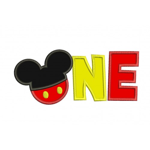 Mickey ONE Applique Design - Mickey Birthday Applique