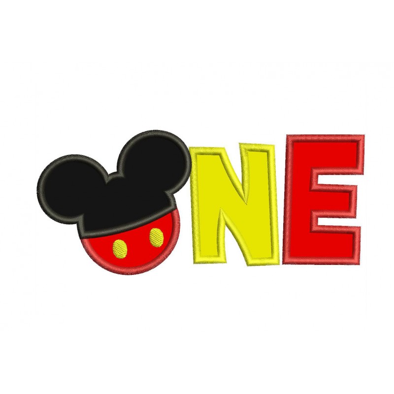 Mickey ONE Applique Design - Mickey Birthday Applique