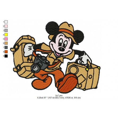 Mickey Photographer Embroidery Design