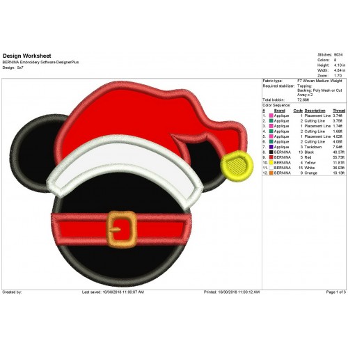 Mickey Santa Ears Applique Mickey Ears Applique Design