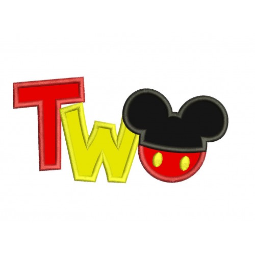 Mickey Two Applique Design - Mickey Birthday Applique