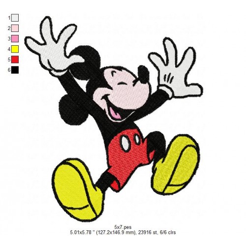 Mickey Very Happy Embroidery Design