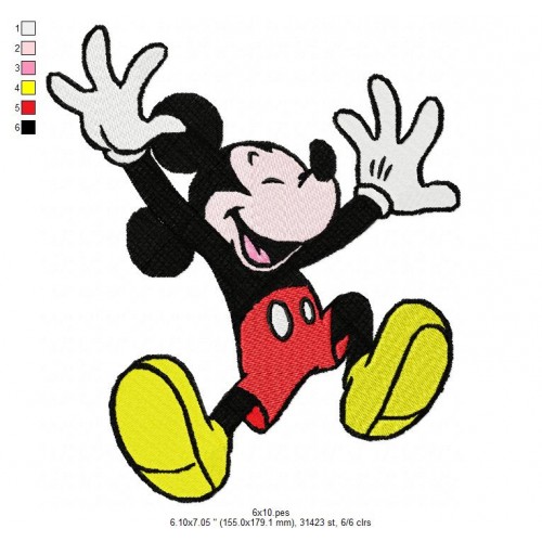 Mickey Very Happy Embroidery Design