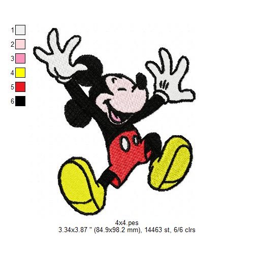 Mickey Very Happy Embroidery Design