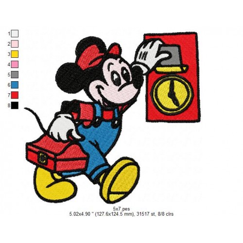 Mickey Working Day Embroidery Design