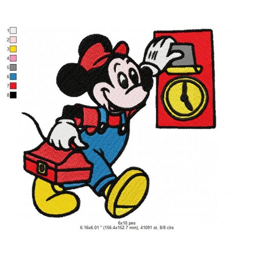 Mickey Working Day Embroidery Design