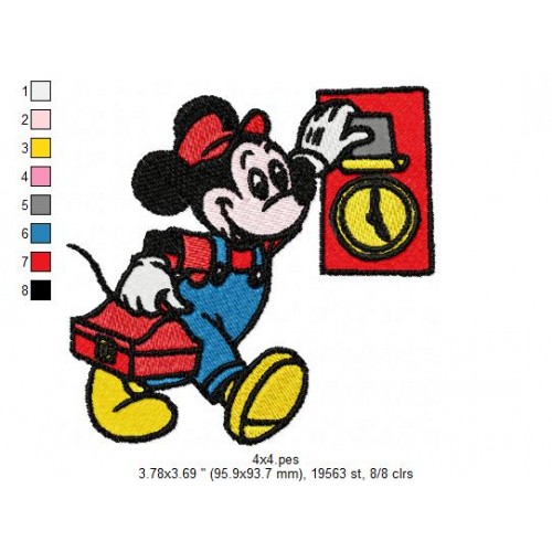 Mickey Working Day Embroidery Design