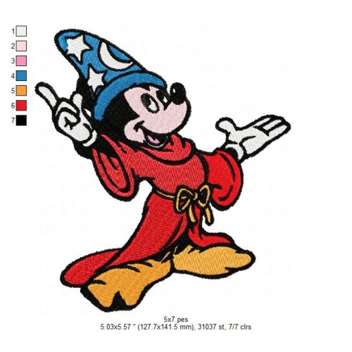 Mickey the Magician Embroidery Design