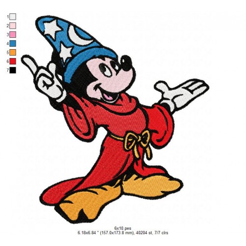 Mickey the Magician Embroidery Design