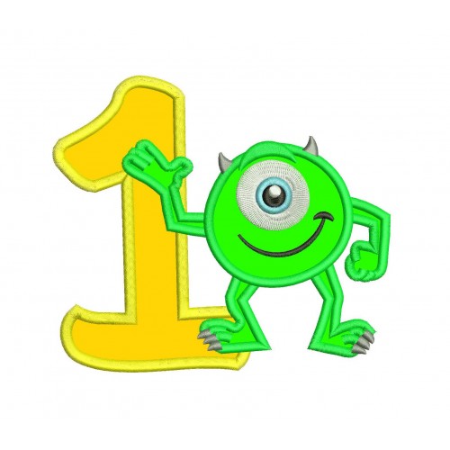 Mike Monsters Inc 1st Birthday Applique Design