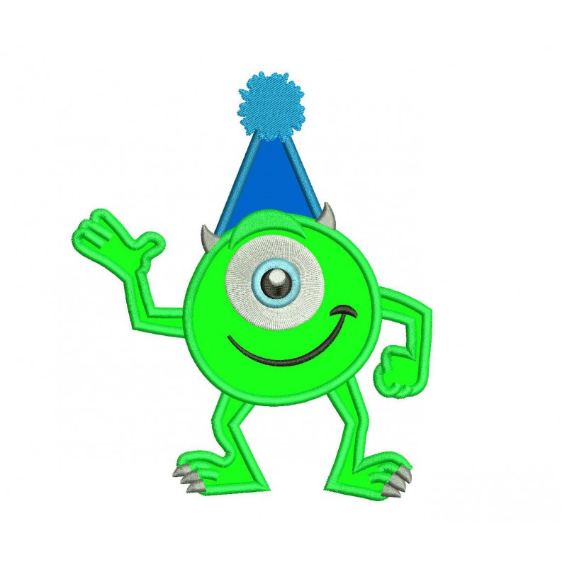Mike with a Hat Birthday Applique Design Mike Monsters Inc Applique