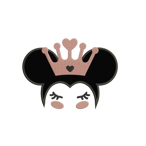 Minnie Birthday Princess With Crown Applique Design