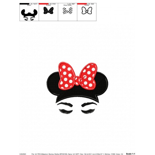 Minnie Bow Embroidery Design Embr