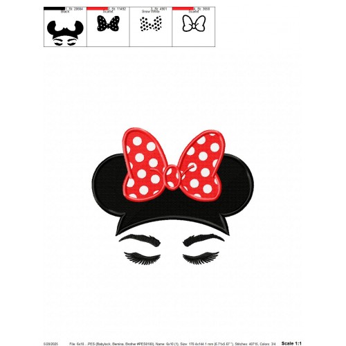 Minnie Bow Embroidery Design Embr