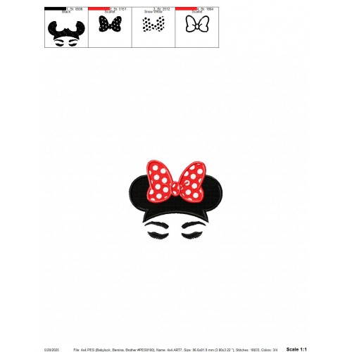Minnie Bow Embroidery Design Embr