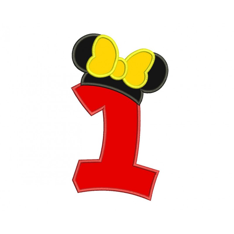 Minnie Ears 1st Birthday Applique Design - Mouse Ears Applique