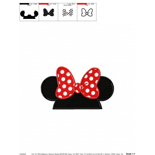 Minnie Ears Embroidery Design Embr
