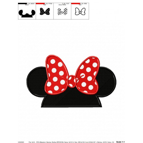 Minnie Ears Embroidery Design Embr