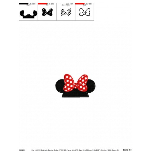 Minnie Ears Embroidery Design Embr