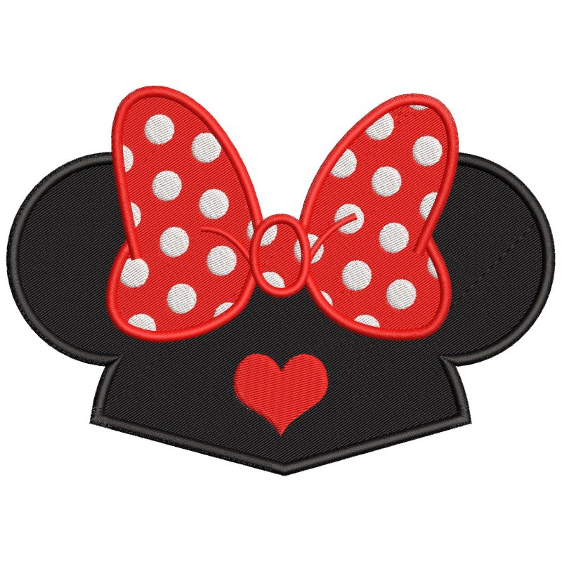 Minnie Ears Heart Embroidery Design Embr