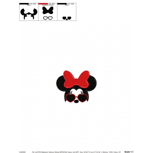 Minnie Ears SunGlasses Embroidery Design Embr
