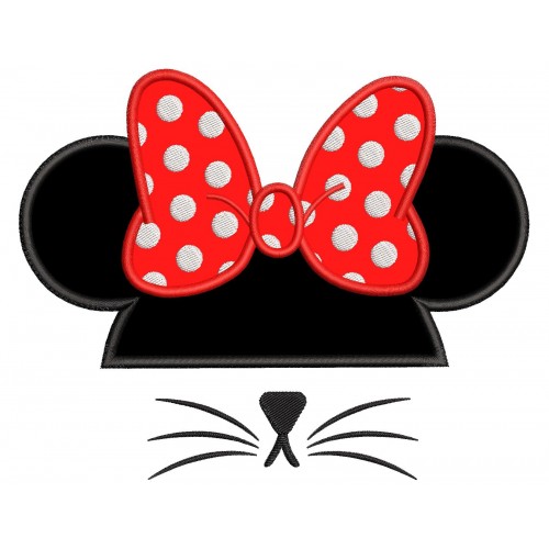 Minnie Ears Whiskers Applique Design Embr