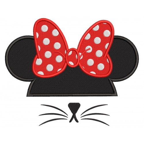Minnie Ears Whiskers Embroidery Design Embr