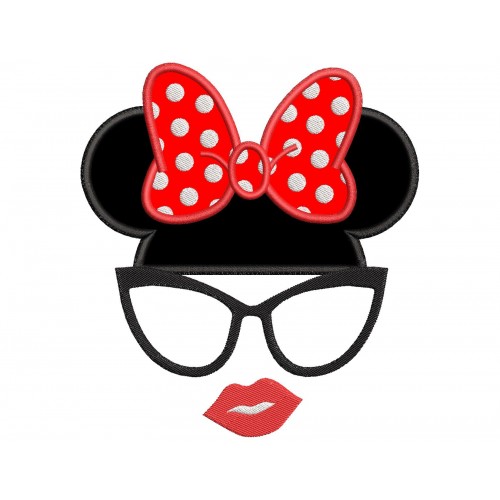 Minnie Ears and Glasses Applique Design Embr