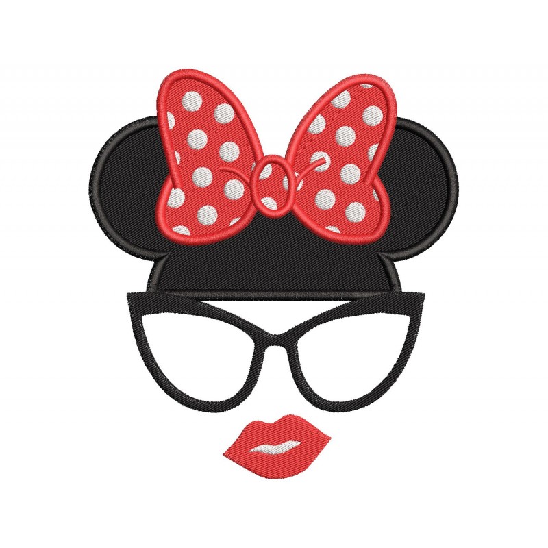 Minnie Ears and Glasses Embroidery Design Embr