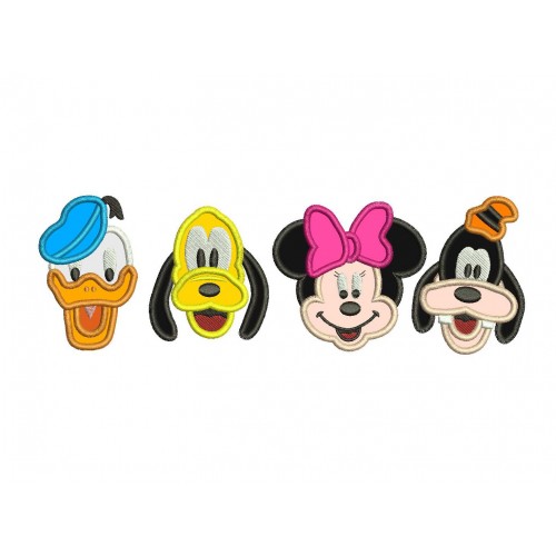 Minnie Goofy Pluto and Donald Applique Design