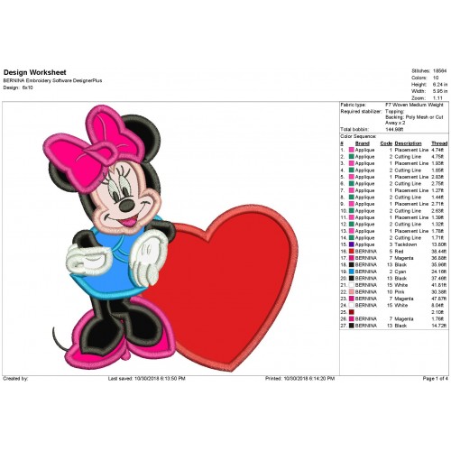 Minnie Heart Applique Design