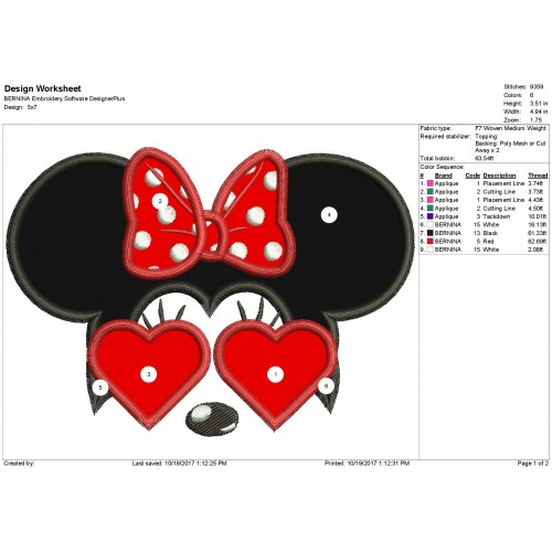 Minnie Heart Sunglasses - Mickey Ears Applique Design