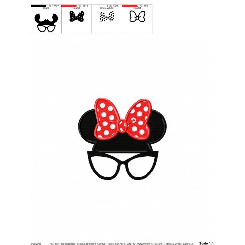 Minnie Mouse Bow Embroidery Design Embr