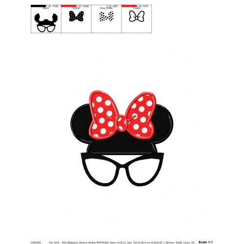 Minnie Mouse Bow Embroidery Design Embr