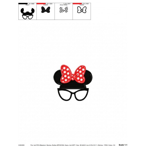 Minnie Mouse Bow Embroidery Design Embr