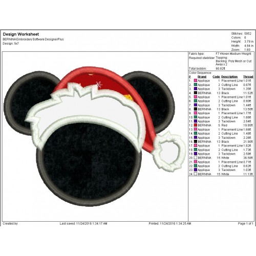 Minnie Mouse Christmas Santa Claus Applique Design