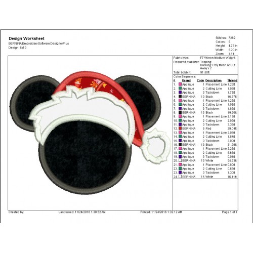 Minnie Mouse Christmas Santa Claus Applique Design